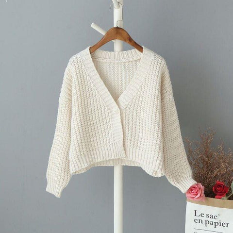 New Autumn And Winter Clothes Baggy Coat Soft Thick Thread Short Cardigan Sweater For Women